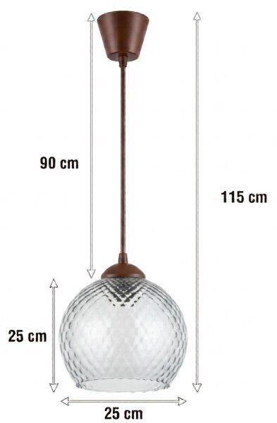 Brilagi - LED luster na lanku R GLASS 1xE27/60W/230V, priemer 25 cm, hnedá/dymová sivá