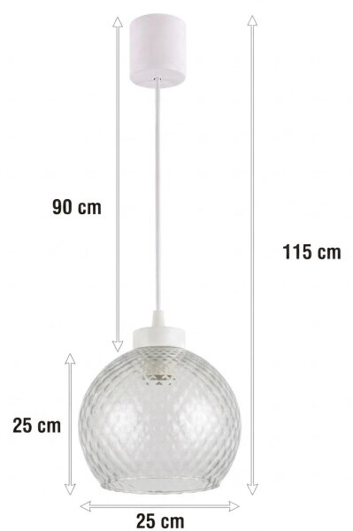 Brilagi - Závesný LED luster na lanku RETRO GLASS 1xE27/60W/230V pr. 25 cm biela/dymovo šedá