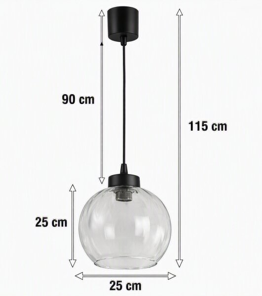Brilagi - LED luster na lanku RETRO GLASS 1xE27/60W/230V pr. 25 cm čierna/číra