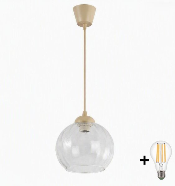 Brilagi - LED luster na lanku RETRO GLASS 1xE27/60W/230V pr. 25 cm béžová/číra