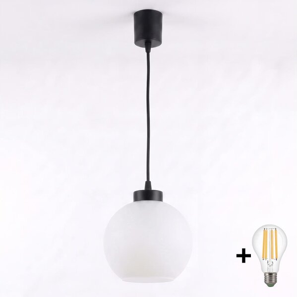 Brilagi - LED luster na lanku RETRO GLASS 1xE27/60W/230V pr. 15 cm čierna/biela