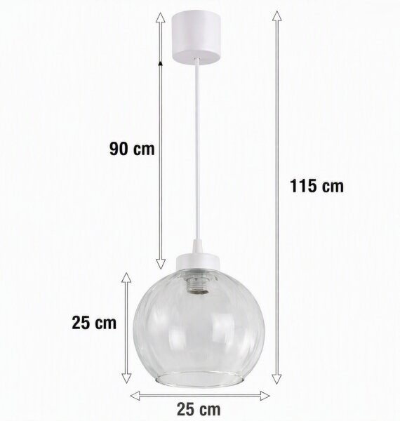 Brilagi - LED luster na lanku RETRO GLASS 1xE27/60W/230V pr. 25 cm biela/priehľadná