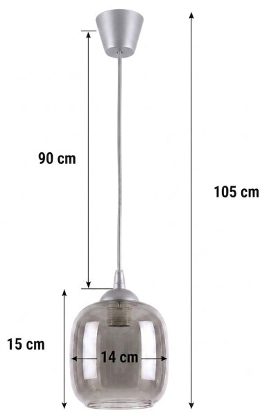 Brilagi - LED luster na lanku R GLASS 1xE27/60W/230V pr. 14 cm strieborná/dymová šedá