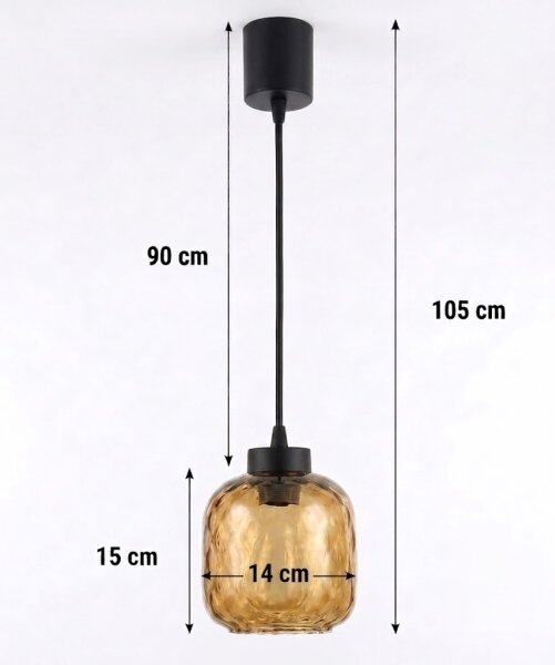 Brilagi - LED luster na lanku R GLASS 1xE27/60W/230V priemer 14 cm čierna/dymová hnedá