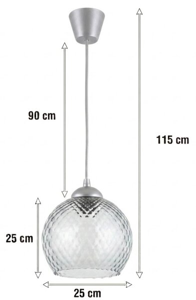 Brilagi - LED luster na lanku R GLASS 1xE27/60W/230V pr. 25 cm strieborná/dymovo-sivá