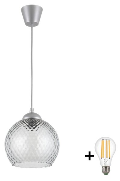 Brilagi - LED luster na lanku R GLASS 1xE27/60W/230V pr. 25 cm strieborná/dymovo-sivá