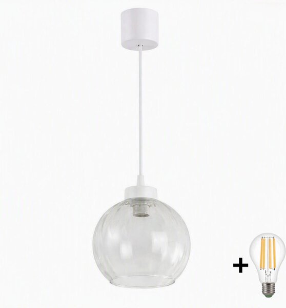 Brilagi - LED luster na lanku RETRO GLASS 1xE27/60W/230V pr. 25 cm biela/priehľadná