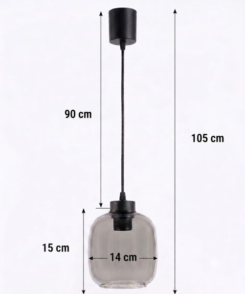 Brilagi - LED luster na lanku R GLASS 1xE27/60W/230V pr. 14 cm čierna/dymovošedá