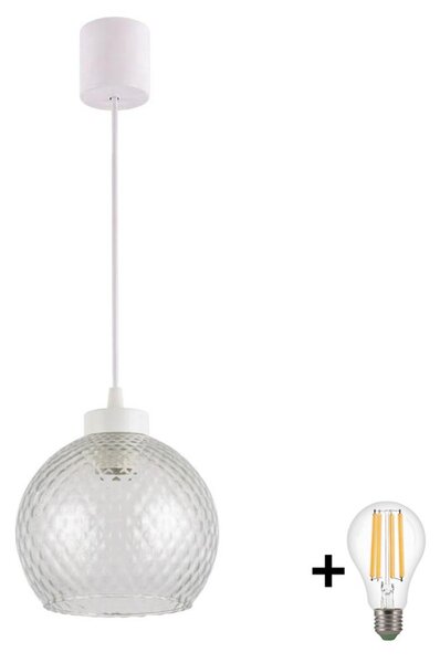 Brilagi - Závesný LED luster na lanku RETRO GLASS 1xE27/60W/230V pr. 25 cm biela/dymovo šedá