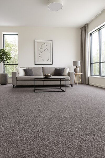 Tapibel , Metrážny koberec Cobalt SDN 64050 - AB tmavý antracit, záťažový, na mieru, šíře 4m,5m, šedá, ab (mriežka), chodba / predsieň