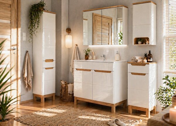 Vysoká skrinka do kúpeľne BALI White 805