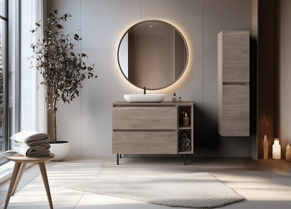 Vysoká skrinka do kúpeľne SIMPLE dark oak