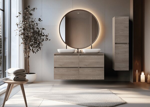 Vysoká skrinka do kúpeľne SIMPLE dark oak
