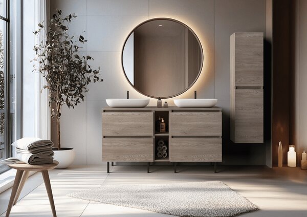 Vysoká skrinka do kúpeľne SIMPLE dark oak