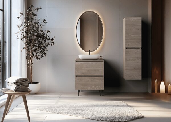 Vysoká skrinka do kúpeľne SIMPLE dark oak