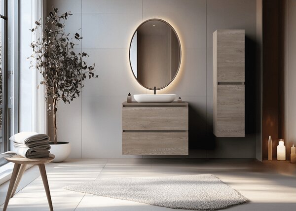 Vysoká skrinka do kúpeľne SIMPLE dark oak