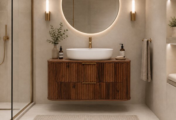 Vysoká skrinka do kúpeľne ELEGANCE 139 Walnut