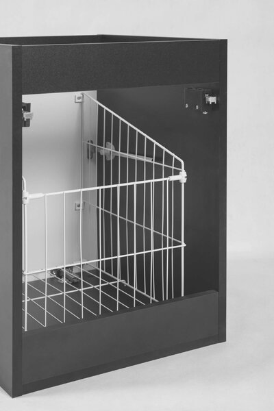 Skrinka do kúpeľne FLOW Black 40 1D s košom | 40 cm
