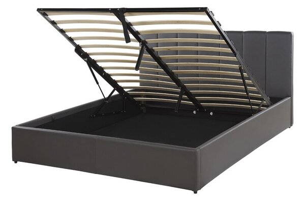 Manželská posteľ 140 cm DARGAN (sivá) (umelá koža) (s roštom a úl. priestorom). Akcia -10%. Vlastná spoľahlivá doprava až k Vám domov. 1026648