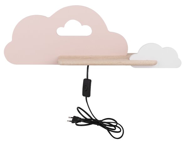 Candellux CLOUD Nástenné svietidlo 5W LED IQ KIDS WITH CABLE, SWITCH AND PLUG PINK WITH HOLE+WHITE 21-75741