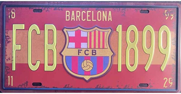 Plechová ceduľa FC Barcelona - ceduľa 30,5cm x 15,5cm Plechová tabuľa