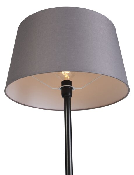 Stojaca lampa čierna s tienidlom z ľanu tmavosivá 45 cm - Simplo