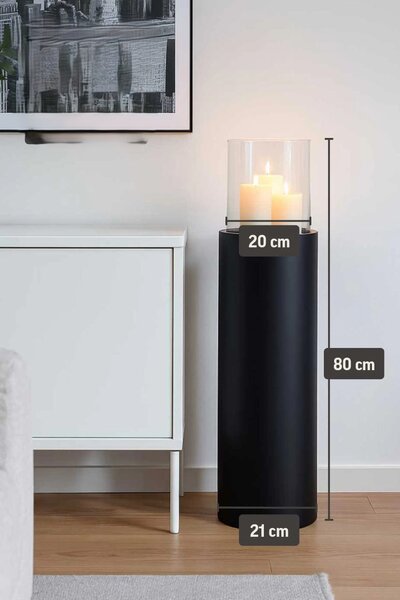 Okrúhly svietnik CANDIRO, sklolaminát, výška 80 cm, čierný