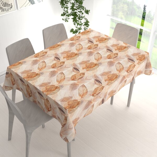 Biante Dekoračný obdĺžnikový obrus Elen PM-133 Hnedo-béžové listy na režnom 50x100 cm