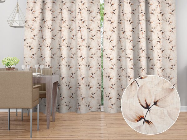 Biante Dekoračný záves Elen PM-132 Krémové listy na režnom - šírka 140 cm 140x140 cm
