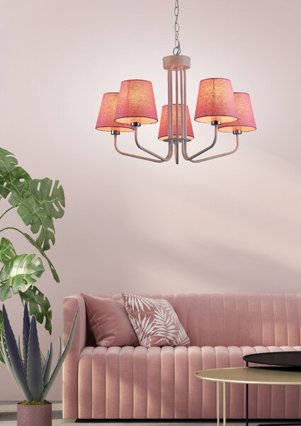 Ružový závesný luster York Ledea pre žiarovku 5x E14 – LED lustre a svietidlá > Kolekcie svietidiel > Kolekcia svietidiel YORK LEDEA