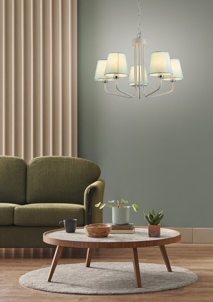 Modrý závesný luster York Ledea pre žiarovku 5x E14 – LED lustre a svietidlá > Kolekcie svietidiel > Kolekcia svietidiel YORK LEDEA