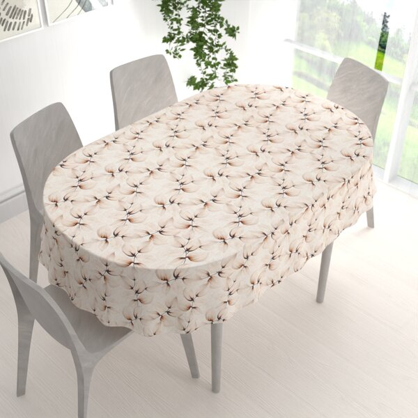 Biante Dekoračný oválny obrus Elen PM-132 Krémové listy na režnom 50x100 cm