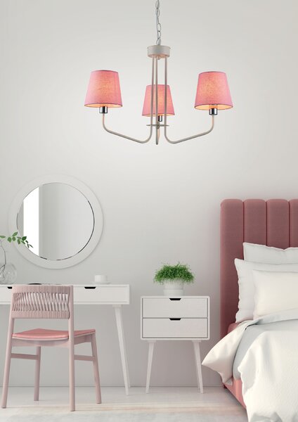 Ružový závesný luster York Ledea pre žiarovku 3x E14 – LED lustre a svietidlá > Kolekcie svietidiel > Kolekcia svietidiel YORK LEDEA