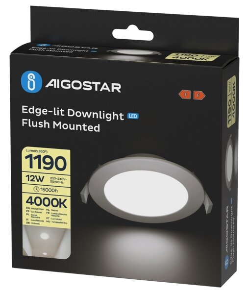 Aigostar - Zapustené LED svietidlo 12 W / 230 V / 4000 K, priemer 17 cm, biele