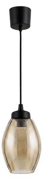 Brilagi - LED luster s lankom R GLASS 1xE27/60W/230V pr. 17 cm čierna/dymovo-béžová