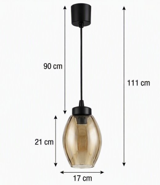 Brilagi - LED luster s lankom R GLASS 1xE27/60W/230V pr. 17 cm čierna/dymovo-béžová