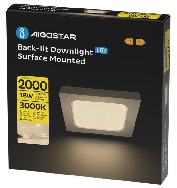 Aigostar - Prisadené stropné LED svietidlo LED/18W/230V 3000K 22,6x22,6 cm biela