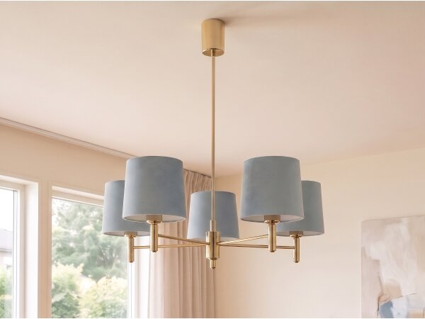 Brilagi - Luster na tyči MONTE 5xE27/60W/230V modrá/zlatá