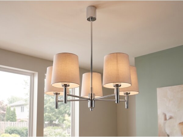 Brilagi - Luster na tyči MONTE 5xE27/60W/230V béžová/lesklý chróm