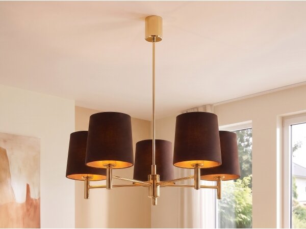 Brilagi - Luster na tyči MONTE 5xE27/60W/230V hnedá/zlatá
