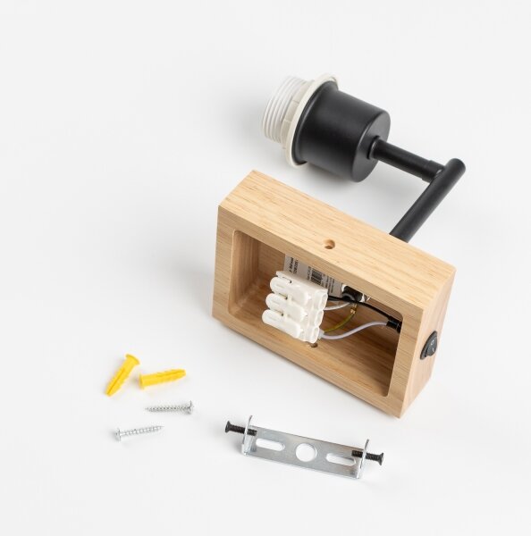 BRILAGI - Nástenné svietidlo BOBO WOOD 1xE27/25W/230V dub/čierna/béžová/bodky