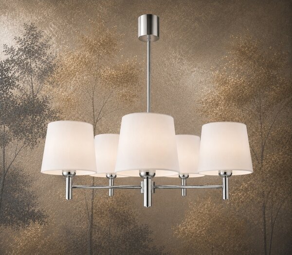 Brilagi - Luster na tyči MONTE 5xE27/60W/230V krémová/lesklý chróm