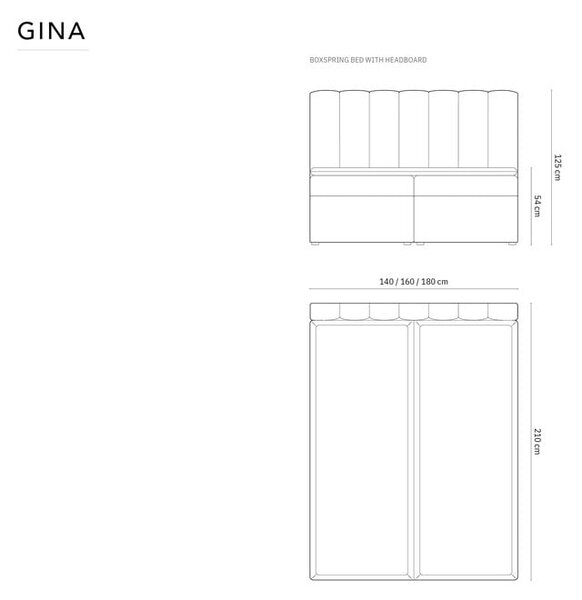 Béžová boxspring posteľ s úložným priestorom 180x200 cm Gina – Milo Casa