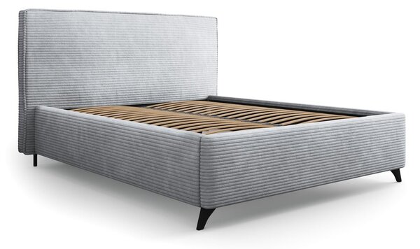 Sivá čalúnená dvojlôžková posteľ s úložným priestorom s roštom 160x200 cm Malou – Milo Casa