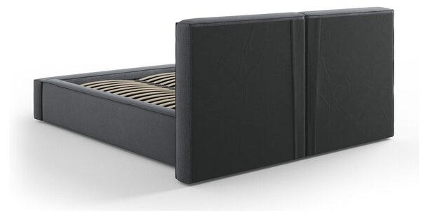 Tmavosivá čalúnená dvojlôžková posteľ s úložným priestorom a roštom 180x200 cm Arendal – Cosmopolitan Design