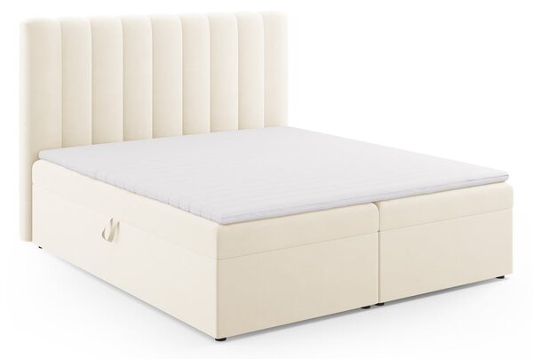 Béžová boxspring posteľ s úložným priestorom 180x200 cm Gina – Milo Casa