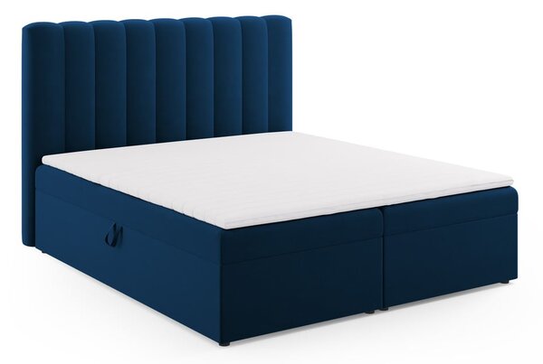Tmavomodrá boxspring posteľ s úložným priestorom 180x200 cm Gina – Milo Casa
