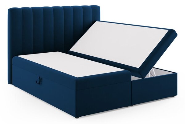 Tmavomodrá boxspring posteľ s úložným priestorom 180x200 cm Gina – Milo Casa