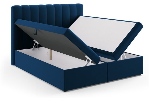 Tmavomodrá boxspring posteľ s úložným priestorom 180x200 cm Gina – Milo Casa