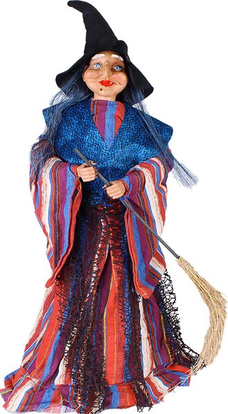 Striga s metlou 80cm (Halloweenska výzdoba)